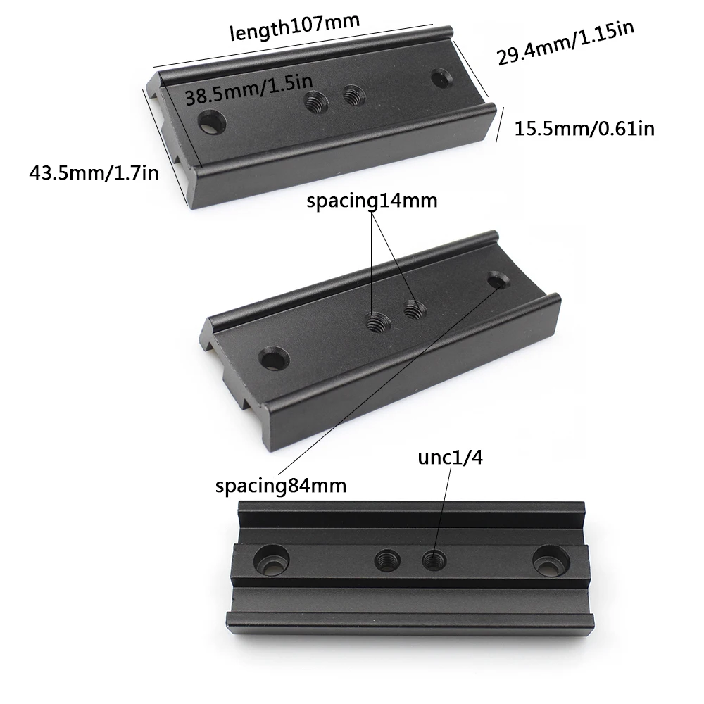 Монтажная пластина для телескопа полностью металлическая 107 мм ласточкин хвост