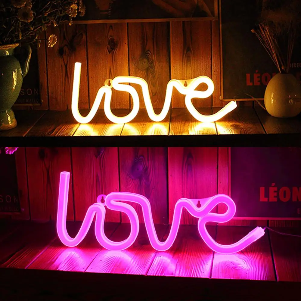 

Романтический светодиодный ночсветильник с надписью LOVE, домашний декор на батарейках, украшение для свадьбы, Дня Святого Валентина, неонов...