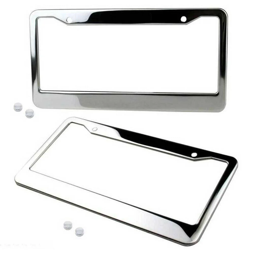 

2x Car License Plate Stainless Steel Polished Mirror Beautiful, No Paint, No Rust, Scratch-resistant License Plate Frame