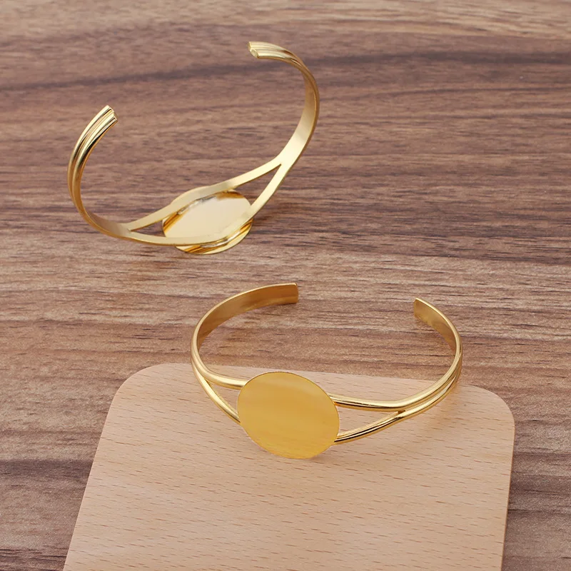 Пустые Открытые настройки браслета с плоской круглой клейкой подкладкой 25 мм