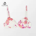CUPSHE бикини на косточках с пуш-ап, только для женщин, сексуальный розовый цветочный гофрированный купальник, пляжная одежда 2022, Раздельный купальник, бюстгальтер, Топ