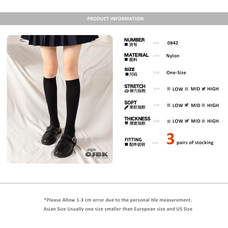 

3Pair Soft Knee High Sheer Toe Crew Socks Black White Classic JK Kawaii Super Elastic Pantyhose 2021 Street Fashion Stockings