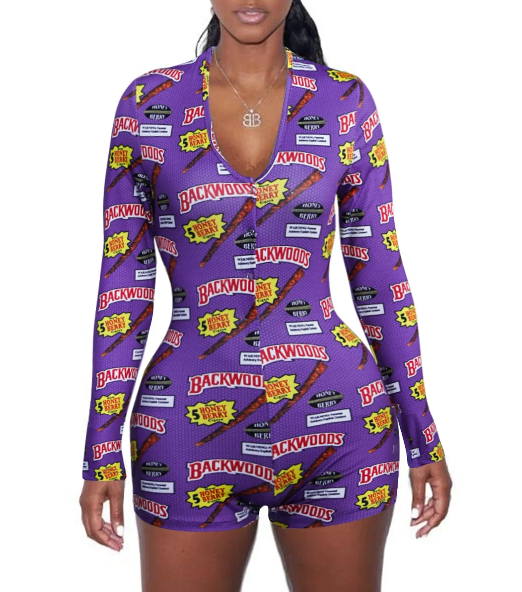 

Sexy Bodysuit Women's Floral Long Sleeve Bodycon Bandage Jumpsuit Bodysuit Romper Casual Leotard Tops Sleepwear