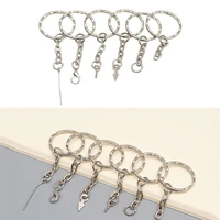 10pcslot 25mm keyring ripple keychain hanging chain split ring diy lobster clasp bags key chains accessories