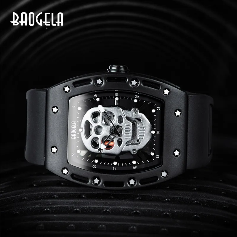 Лицо прямоугольной формы Череп браслет из силикона черный светлые мужчины с