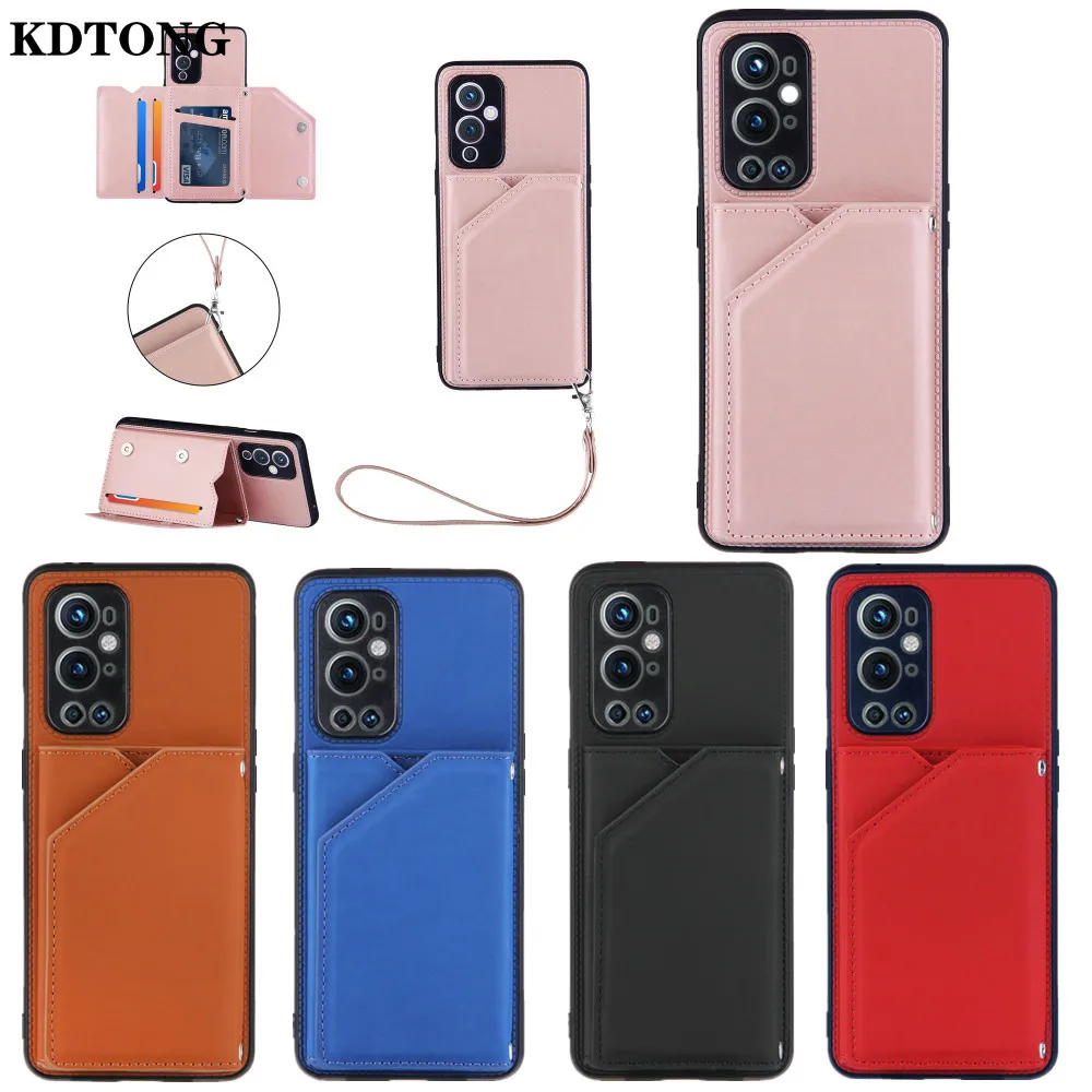 Wallet Phone Case for Oneplus 9 Pro Funda TPU Leather Shockproof Card Slot Stand Lanyard Heavy Duty Protection Back Cover Capa