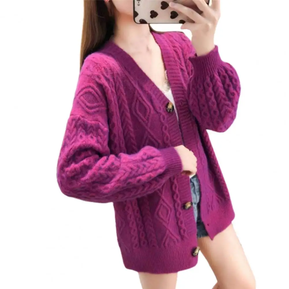 

80% HOT SALESï¼ï¼ï¼Women Loose Open Front V-Neck Knit Cardigan Sweater Coat Button Jumper Knitwear