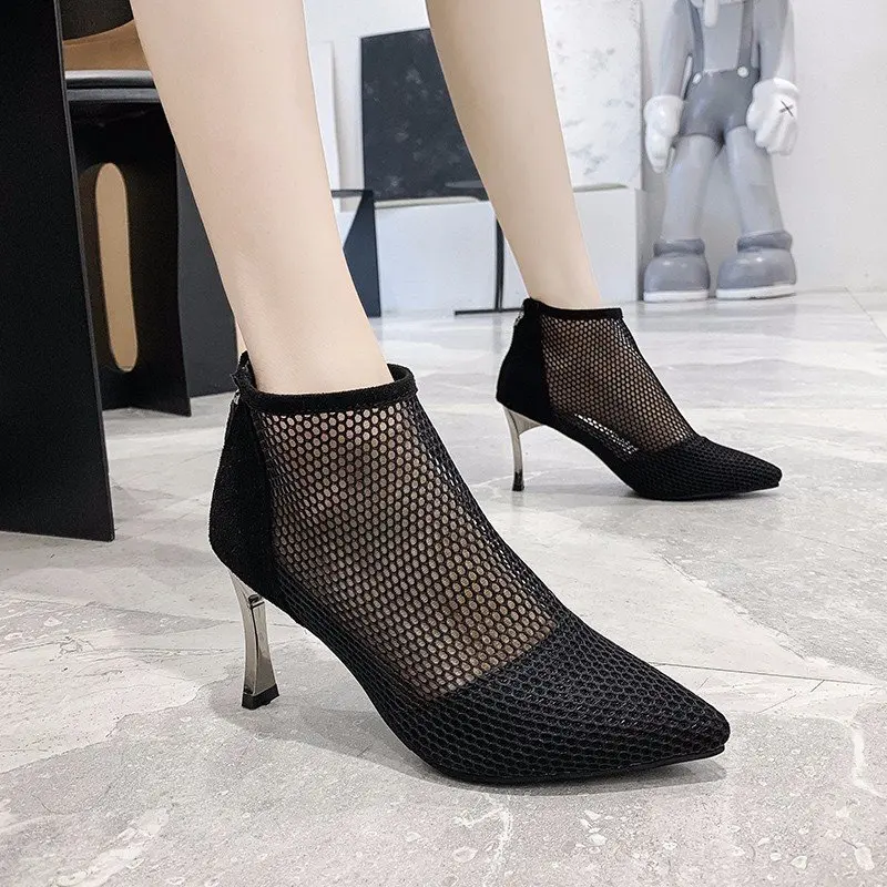 

Spring and Summer New Women's High-heeled Shoes Hollow Fashion High-top Shoes Single Shoes Stiletto Temperament Women's Shoes
