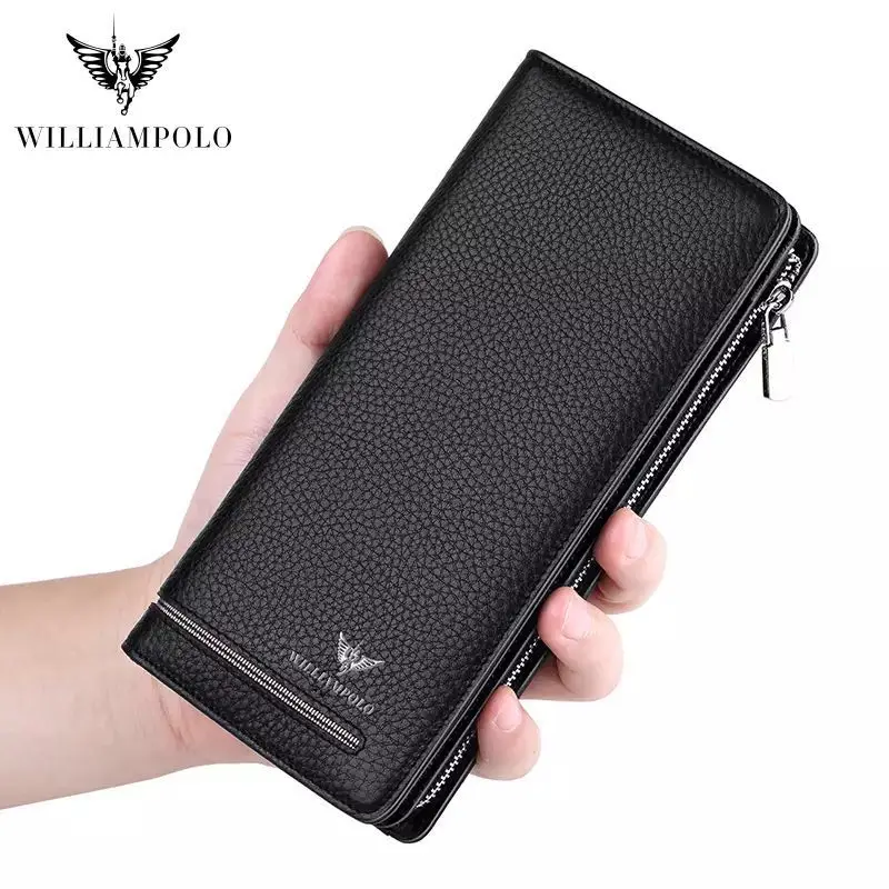 Luxury Brand Men Zipper Wallets Mens Purse Clutch Business Wallets WILLIAMPOLO 219