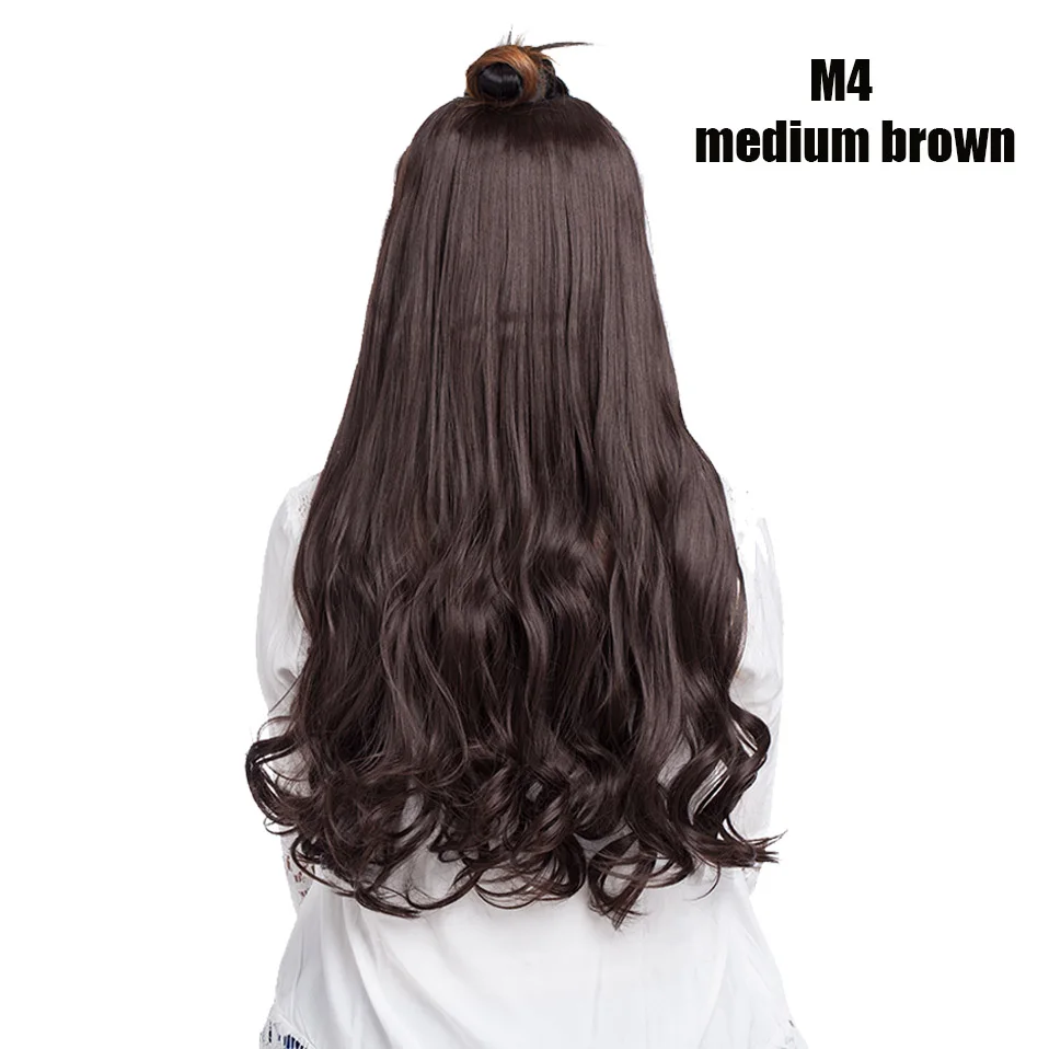 medium brown S-noilite, прямые u-части волосы для наращивания на заколках, 4 заколки в одном куске, синтетические волосы для наращивания, искусственные волосы для женщин - Цвет: medium brown