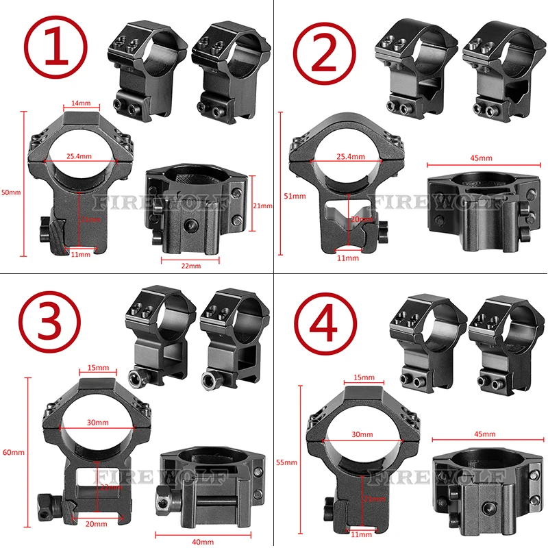 Огонь волк 11 мм/20 мм Монтажный прицел Пикатинни скользящее кольцо ласточкин