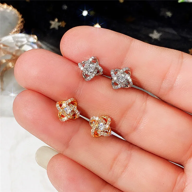 

Huitan Chic Bride Wedding Earrings with Brilliant Cubic Zirconia Silver Color/Gold Color Fashion Contracted Women Jewelry New