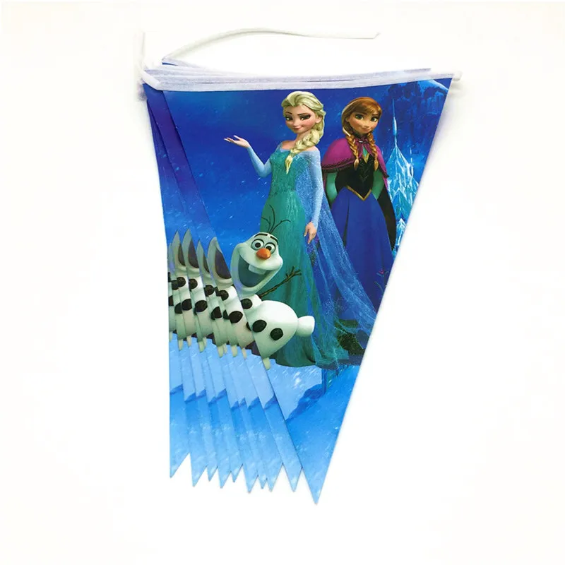 Flags-10pcs Дисней Принцесса Холодное сердце Анна Эльза 108*180 см День Рождения украшения Детские принадлежности одноразовая посуда скатерть детский душ - Цвет: Flags-10pcs