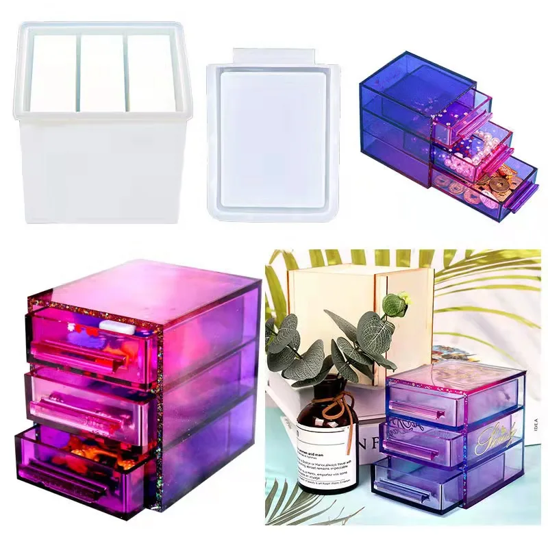 Epoxy Silicone Drawer Storage Box Mould DIY Home Jewelry Accessories Tool Epoxy Resin Casting Crafts