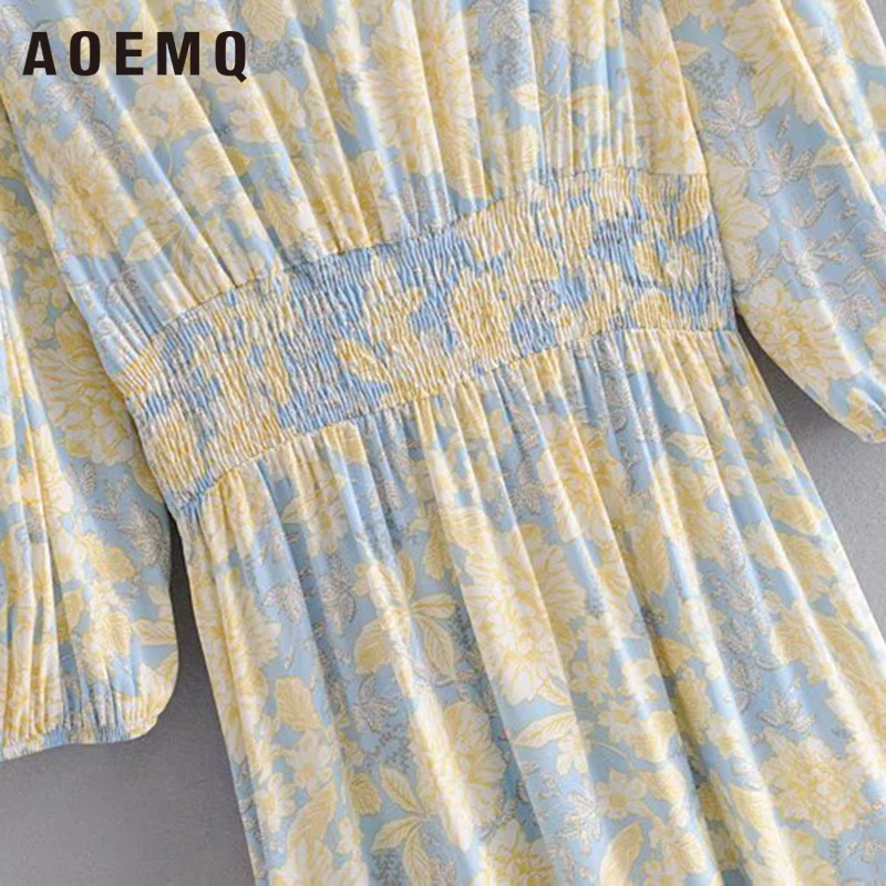 Женское длинное платье до щиколотки AOEMQ элегантное весеннее Русалка с цветочным