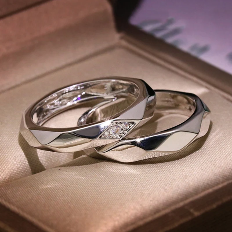 

European and American Fashion Simple Couple Ring Ladies Romantic Wedding Ring Engagement Ring Exquisite Party Birthday Gift Ring