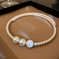 korean version of simple fashion stretched pearl necklace feminine temperament wild clavicle chain trend party jewelry