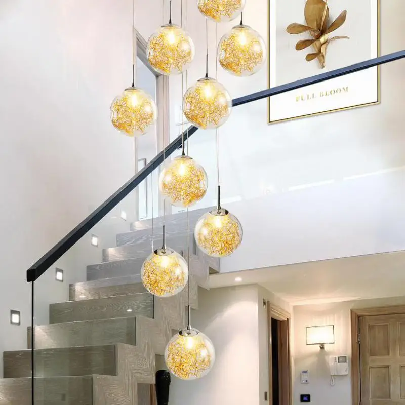 Подвесная люстра из золотого стекла led канделябро стеклянная лампа Современная