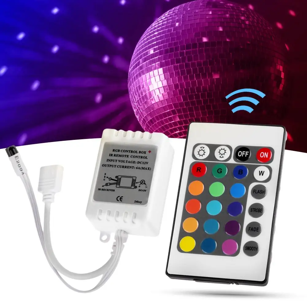 24 Keys IR Remote Control Box 5050 RGB LED Colorful Light Security Home Bedroom Decoration Supplies | Лампы и освещение
