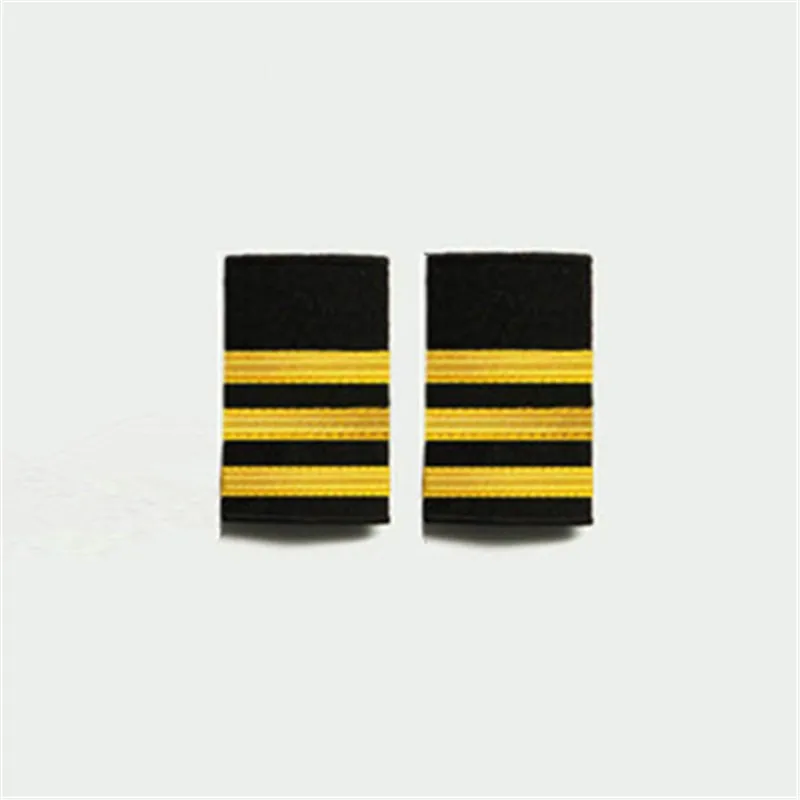 Gold three bars Четыре золотых серебряных бара авиалиний пилот Epaulets капитан Наплечные доски Insignia Ползунки Хэллоуин косплей эполет для пилота подарок - Цвет: Gold three bars