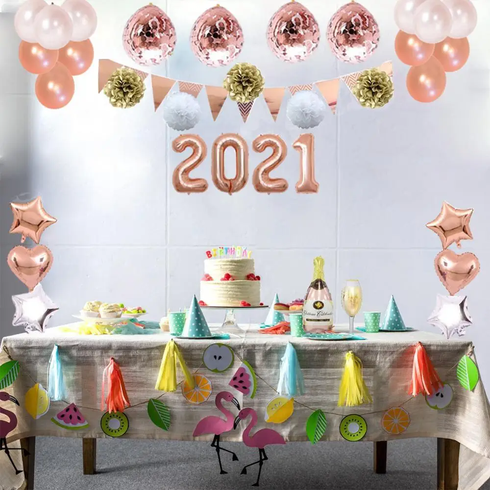 

2021 New Year Number Balloons Party Decorations Halloween Party Ballon Supplies Happy New Year 2021 Decorations