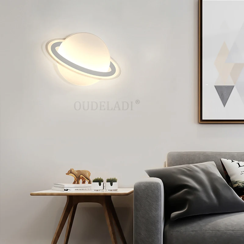 $29.76 Children's room lamp simple modern bedroom lamp boy and girl study ultra-thin elliptical cartoon planet led ceiling lamp