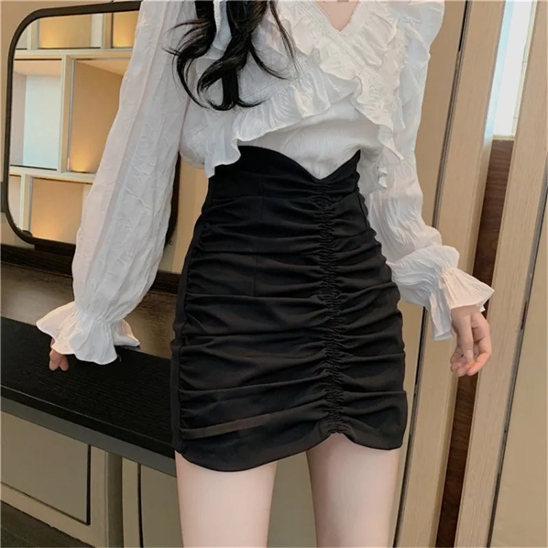 

Сексуальная Bodycon Ruched юбка для женщин нерегулярные короткие юбки