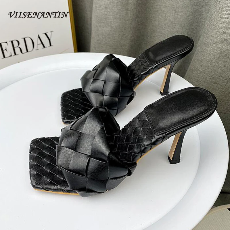 Сандалии женские ручной работы плетеные босоножки с квадратным носком