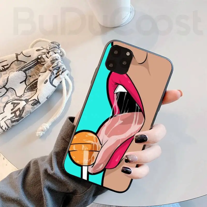 sexy lips black phone case hull for iphone 11 pro 11 pro max x xr xs max 7 8 plus 6s plus 5s 2020 se cover free global shipping