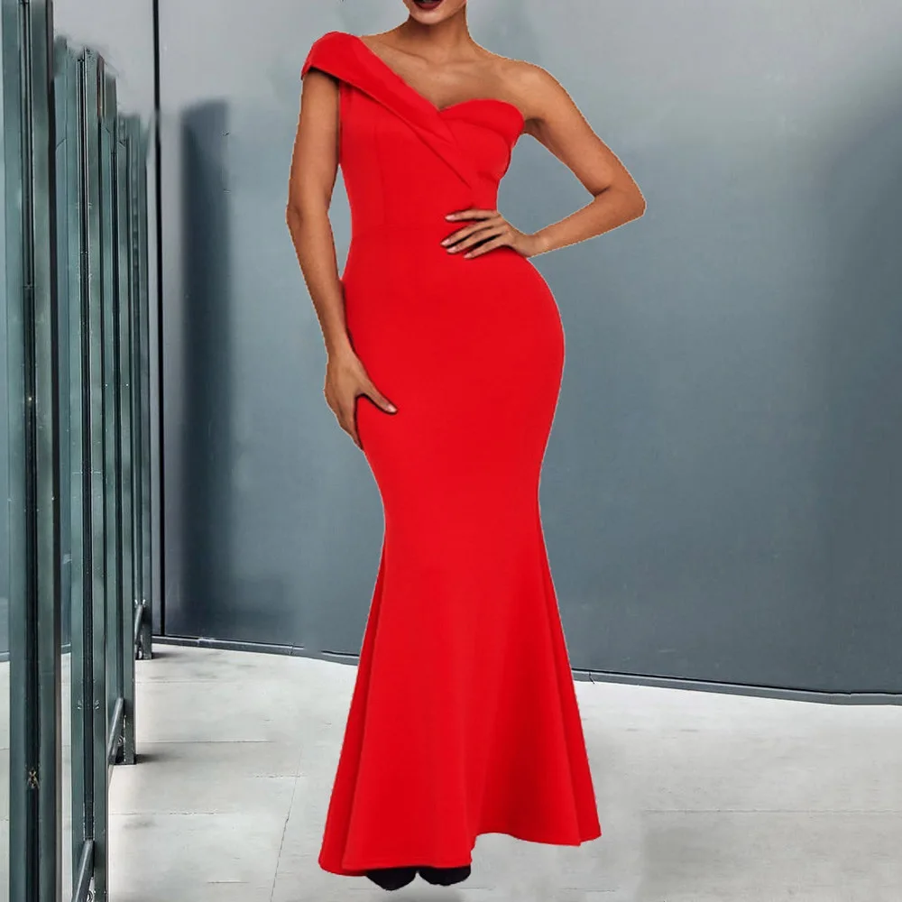 Красные длинные вечерние платья с русалочкой женские сексуальные элегантные