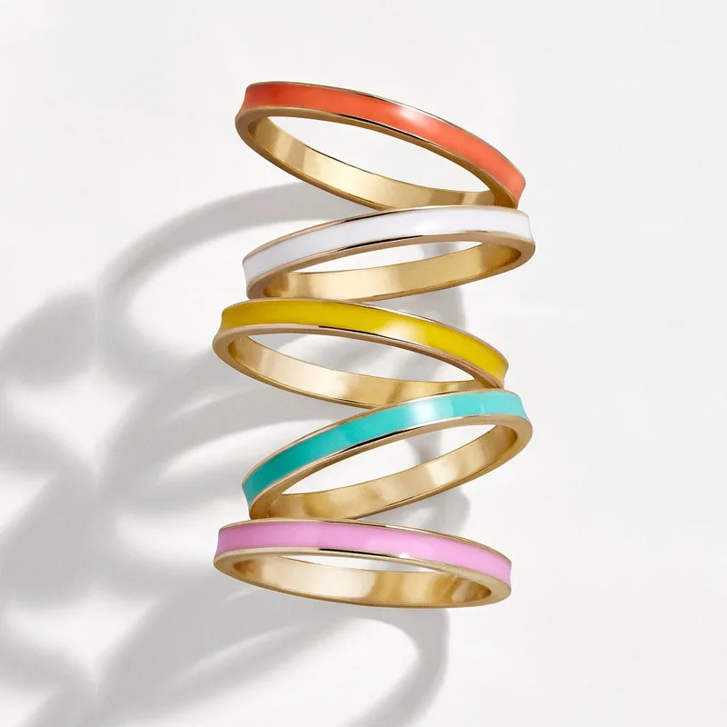 

2021 Fashion Alloy Drip Oil Ring For Women Girls Gold Color Temperament Wedding Bands For Girls Party Jewelry Gift Accessories