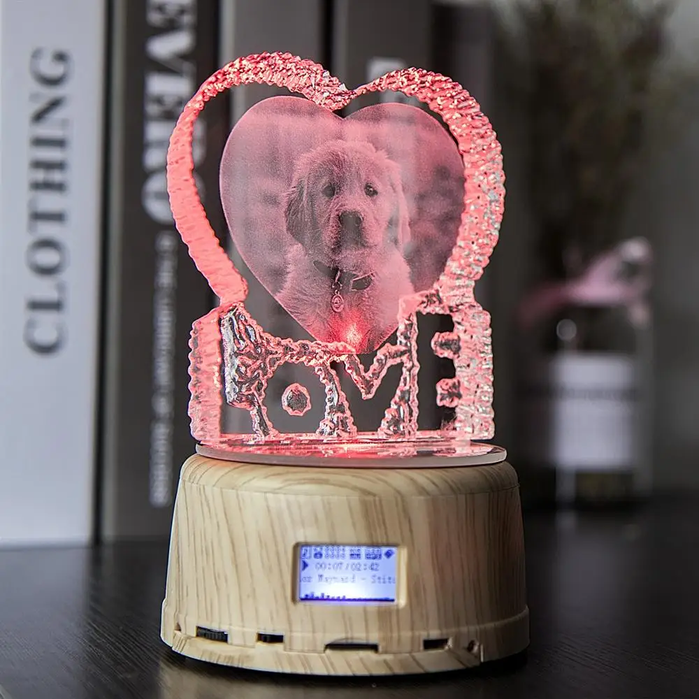 Фото на заказ Хрустальная Фотография СВЕТОДИОДНЫЙ Ночник светильник Bluethooth