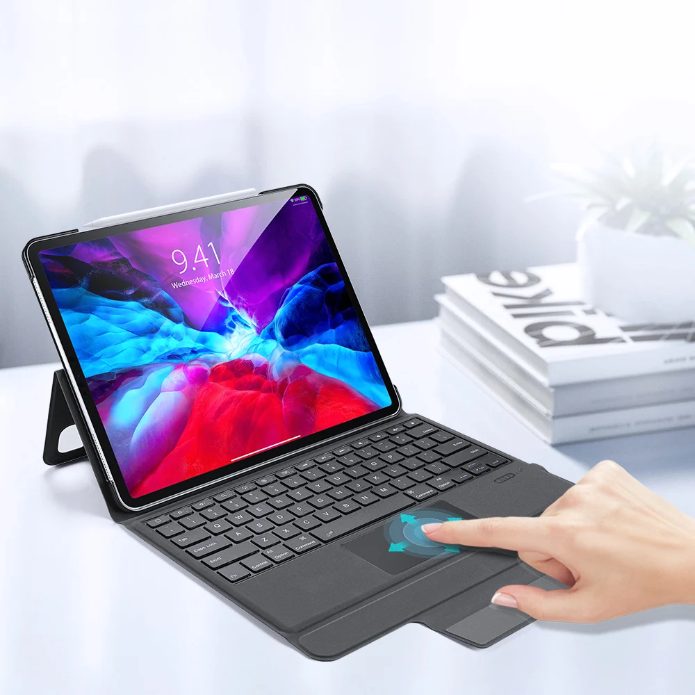 for iPad Pro Air Detachable Magnet Cover Bluetooth Keyboard Cases Touch Pad Leather Flip Sleeve Protective Shell Foldable Stand