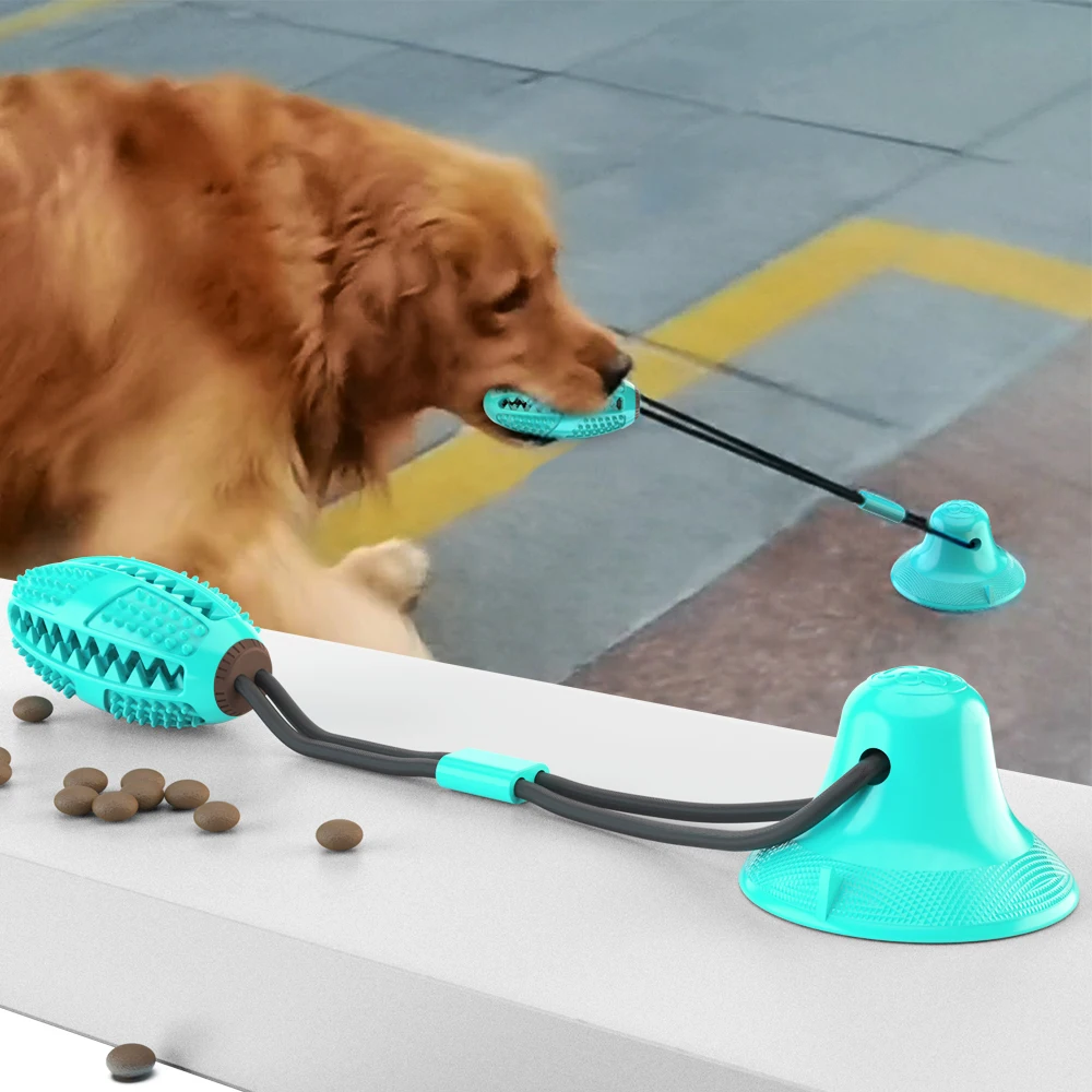 

Multifunction Pet Molar Bite Dog Toys Rubber Chew Ball Cleaning Teeth Safe Elasticity TPR Soft Puppy Suction Cup Biting Dog Toy
