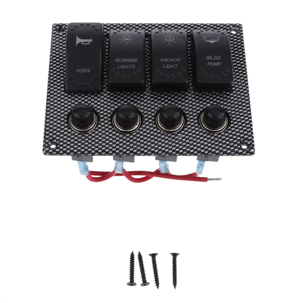 

Boat 4 Way Circuit Breaker Splashproof Switch Panel With Red LED Indication
