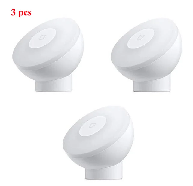3pcs Xiaomi Mijia светодиодный индукционный ночной светильник 2 лампы регулируемая яркость инфракрасный умный датчик человеческого тела с магнитной основой - Цвет: 3pcs