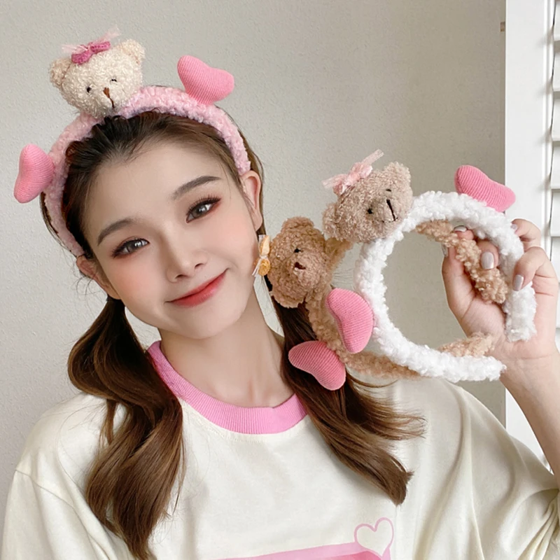 

Новый Медведь плюшевое сердце повязка на голову ободок Девушки Женщины Корея милый мультфильм Любовь Украшение для волос Kawaii головной убор...