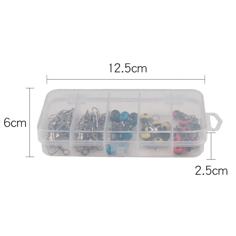

50Pcs Fishing Float Rolling Swivel Supplies Tackle Tool Fishing Line To Hook Shank Clip with Box Connector Fishing Accessories