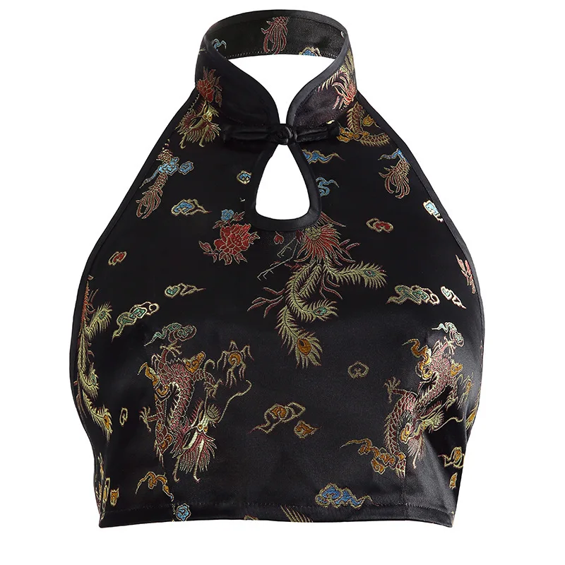 

Sexy suspender vest 2018 autumn women's new sexy Chinese style cheongsam halter neck and chest coat