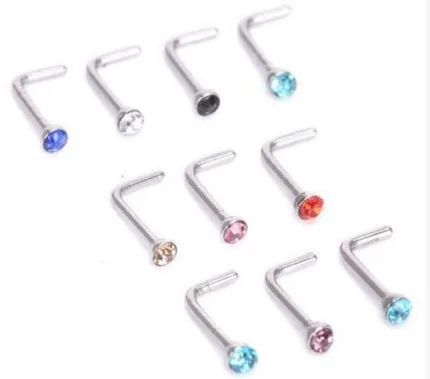1 упаковка 40 шт. хрустальные стразы прямые пусеты для пирсинга носа L образное