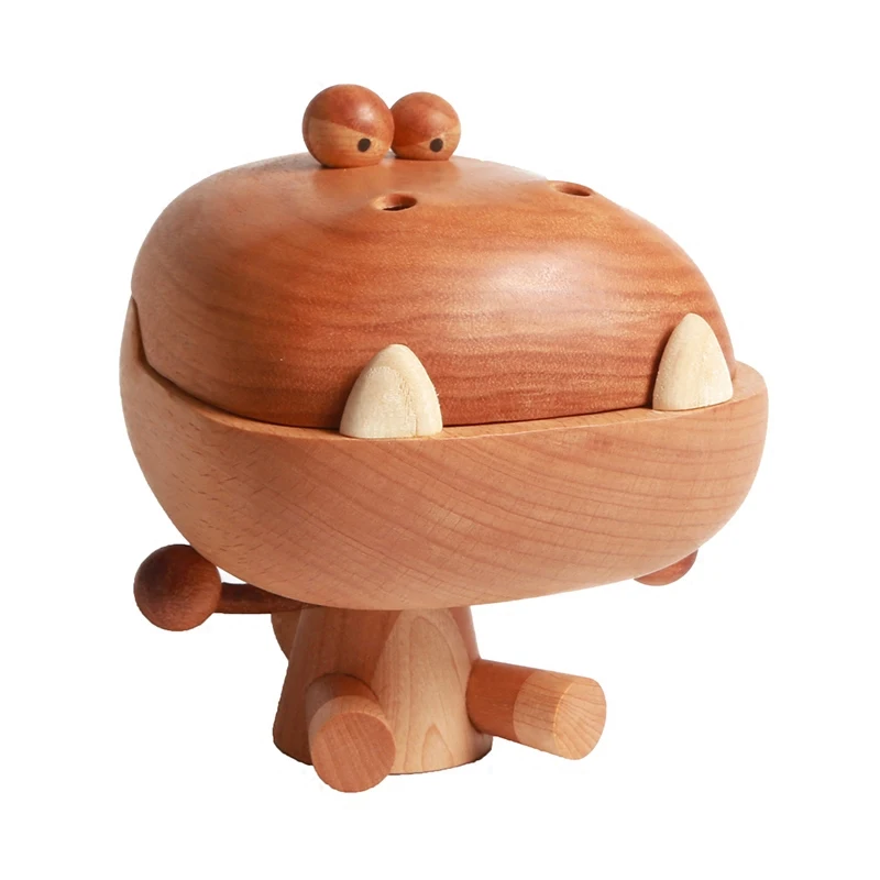 Wooden Angry Big Mouth Dragon Figurine Incense Burner Candy Storage Box Home Decor Modern Wood Craft Desk Decoration Accessories | Дом и сад