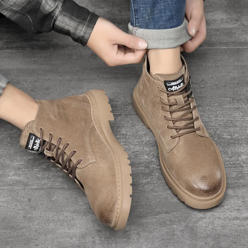 

2021 Spring and Autumn New Martin Boots Men's Leather Korean Trend Tooling Boots British Casual Boots Men Y-43