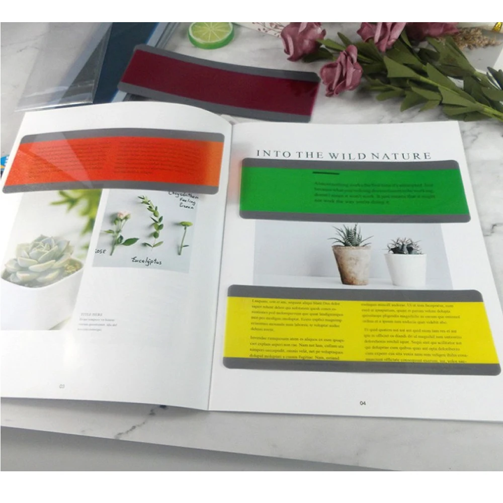 8 шт Большой Размеры руководство чтения полосы освещения Цветной накладки яркая