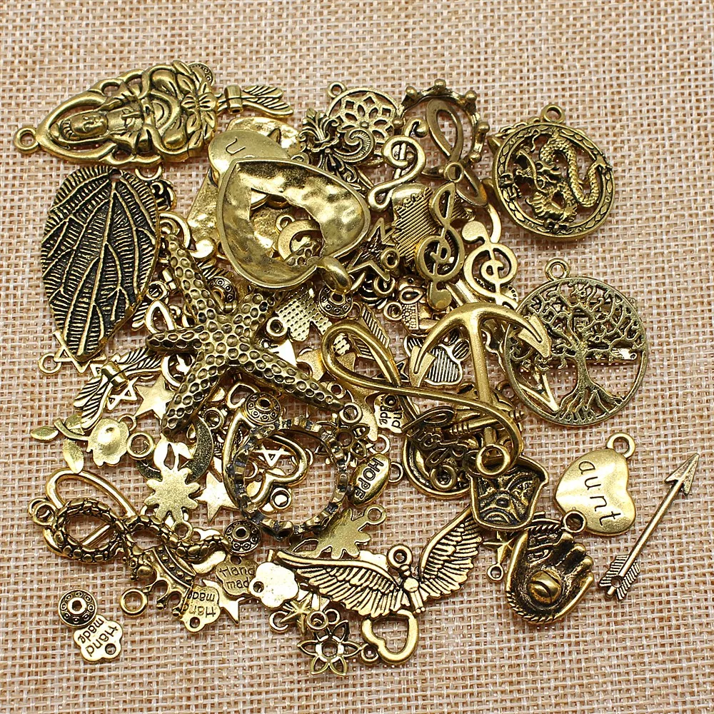 

WYSIWYG 40gram Mixed Charms Pendants 3 Colors DIY Jewelry Making Vintage Bracelets Necklace Craft DIY Accessories