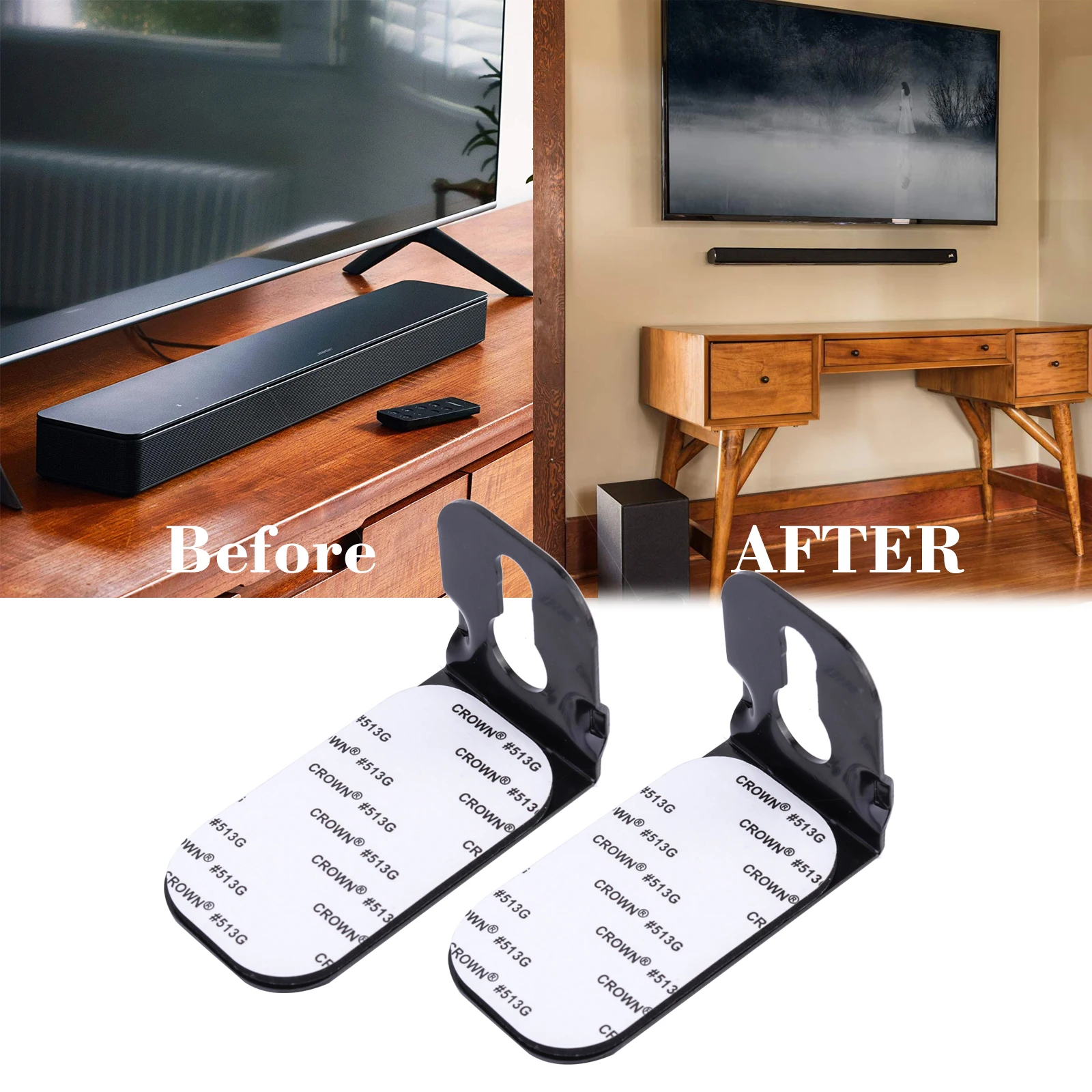 Universal Soundbar Wall Mount Kit Mounting Brackets for JBL Samsung Song Bose Vizio TCL