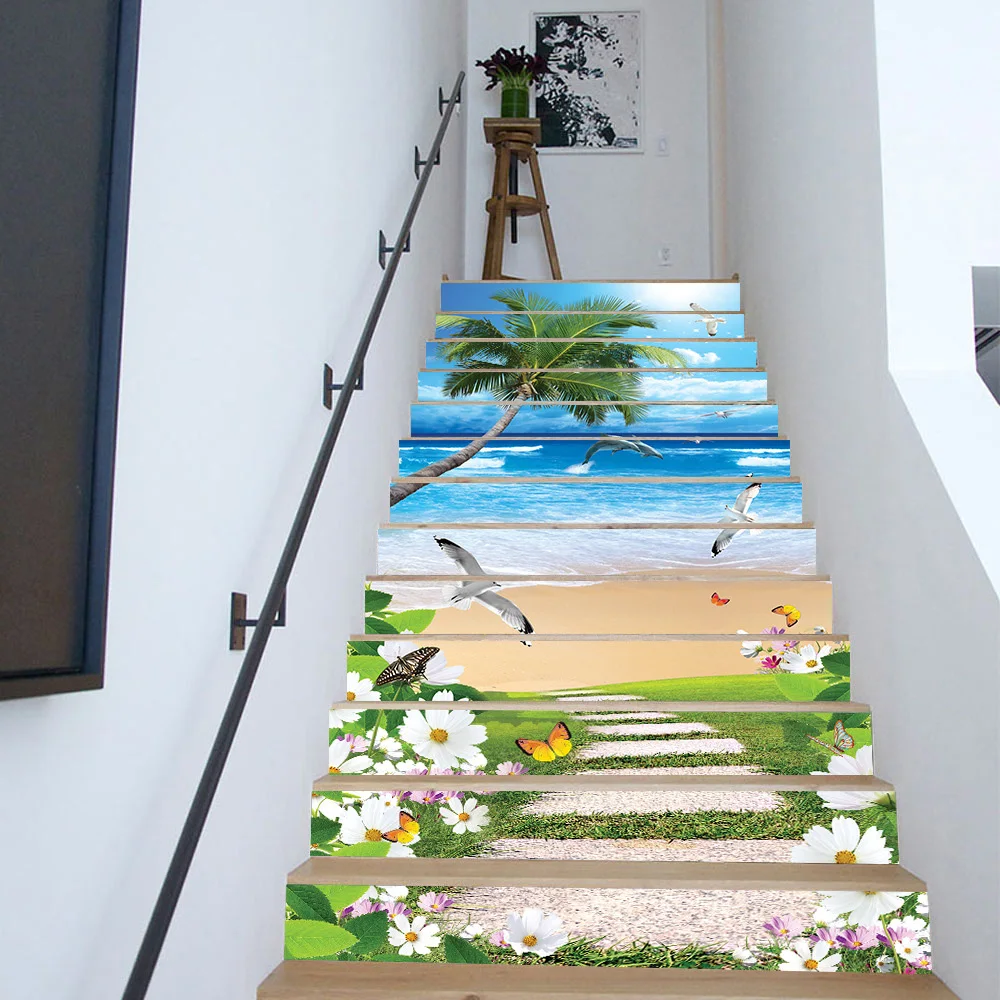 

Waterproof Exquisite Stair Paste PVC Decorative Wall Stickers Removable Stickers Bedroom Staircase Decoration Shop Home Decor
