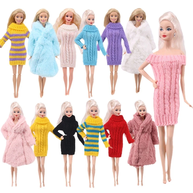 

Doll 14 Styles Barbies Mini Knitted Sweater Pajamas Nightgowns Fur Coat For Russian DIY Birthday Girl's Baby Doll Toy Gifts