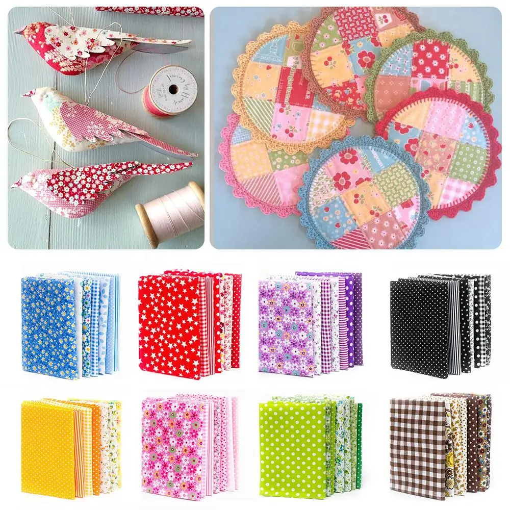 7PCS 50cmx50cm Хлопок Лоскутное ткани Шитье Простыня платье Изготовление
