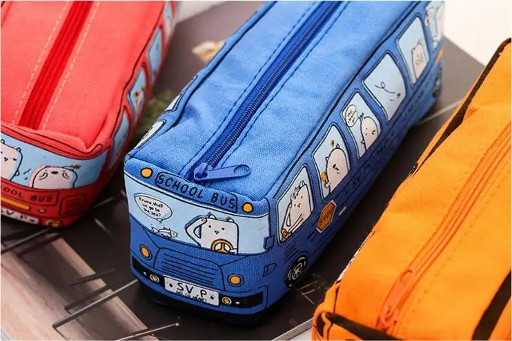 1 шт. Lytwtw's Kawaii Cute Bus Pen холщовый чехол для карандашей школьные стационарные инструменты для получения Косметики Косметический Чехол