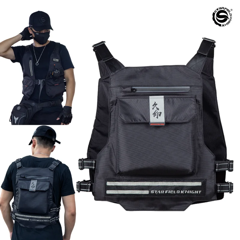 

Knight Vest Functional Multi-Pocket Motorcycle Vest LED Night Reflective Cycling Jacket Summer Motocross Protective Safety Vest